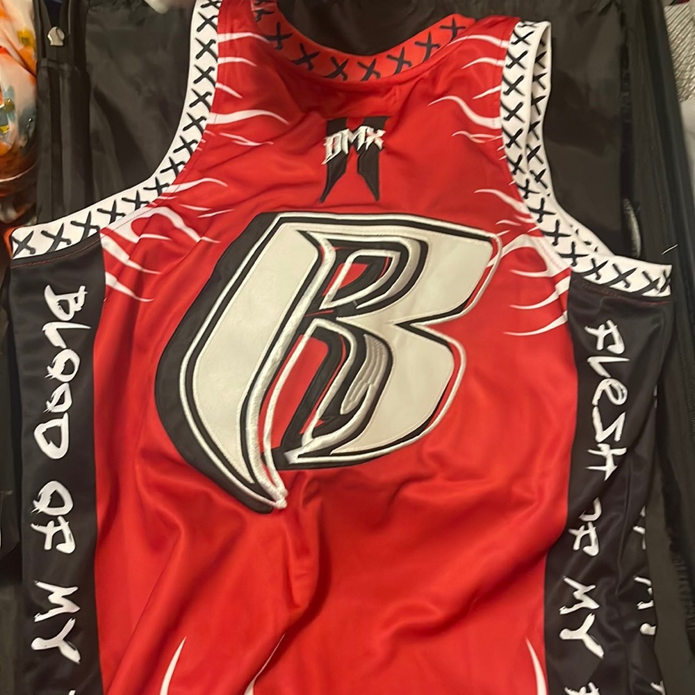 DMX Ruff Ryders Red Headgear Classics Basketball Jersey Size Medium Brand New